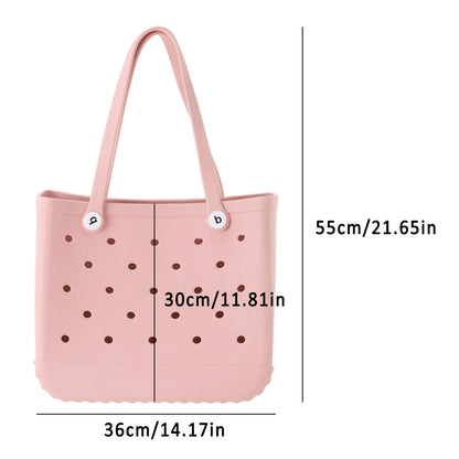 Extra Large Boggs Beach Bag Summer EVA Beach Basket Women Picnic Tote Bag Holes Waterproof Handbag Pouch Shopping Shoulder Bag