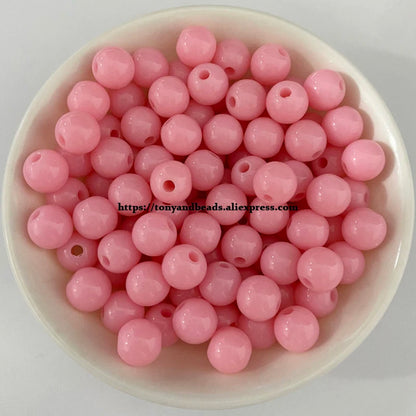 Opaque Mixed Acrylic Plastic Smooth Round Ball Spacer Beads 5.5mm 7.5mm 9.5mm Pick Size For Jewelry Making DIY