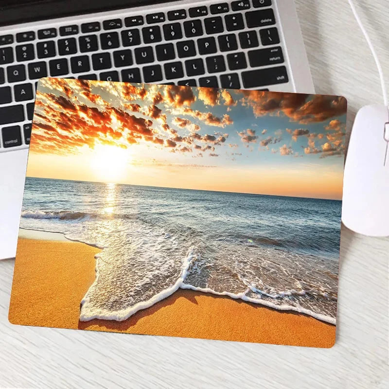 Beach Waves Palm Landscape New Computer Mouse Pad Lovely Gamer Natural Rubber Anti-slip Art Carpet Office Decoration MousePad