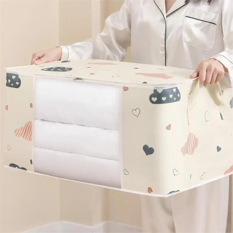 Dustproof Large Capacity Storage Bag, Quilt & Clothes Organizer With Zipper And Handles For Closet