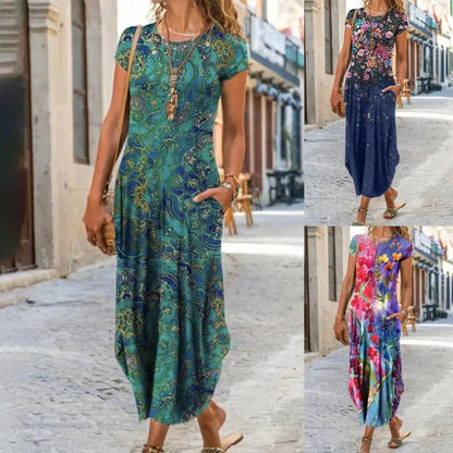 fashion summer dresses 2024 Vintage Sundress Loose Female Ladies Floral Print Dresses Party dresses