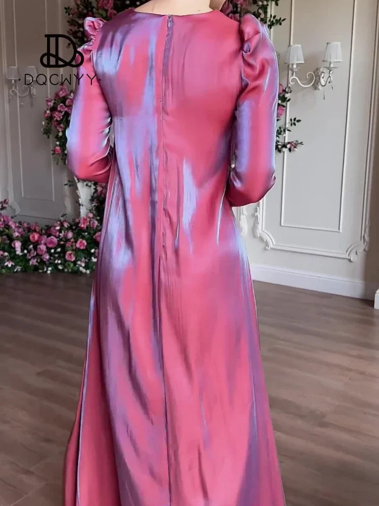 Womens Dresses Spring Summer New Fashion Elegant Quiet Color Sparkling Glass Satin Middle East Saudi Arabia Dubai Women's Dress