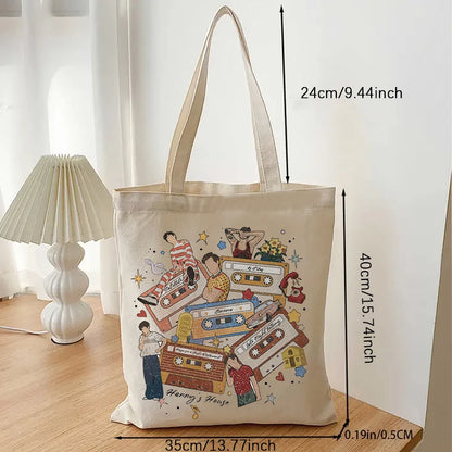 1Pc Harry's House Pattern Tote Bag ,Fashion Cotton Canvas shoulder Bag, HS Inspired Cloth Bag, Gift For Her, Shopping Bag