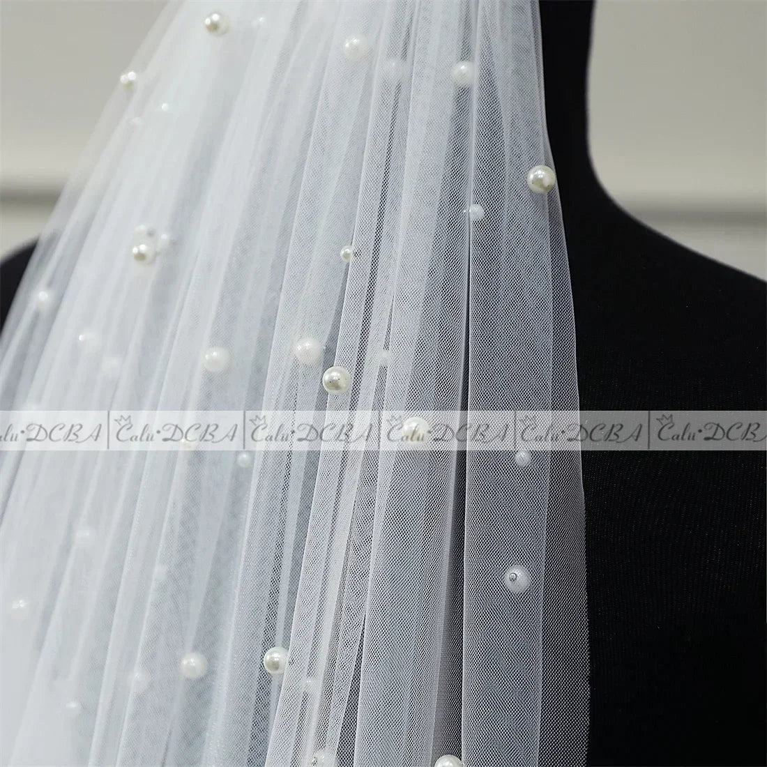 Pearls White Ivory Long Bridal Veil With Comb 1 Layer Cathedral Wedding Veil with Pearls Velos de Noiva Crystal Beads 75-300cm