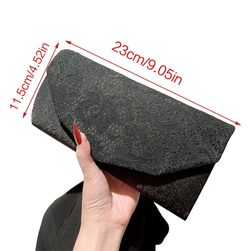 Envelope Evening Clutch Bag Fashionable Women Chain Shoulder Bags for Bridal Party Wedding Cocktail Prom Stylish Lace