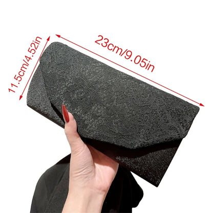 Envelope Evening Clutch Bag Fashionable Women Chain Shoulder Bags for Bridal Party Wedding Cocktail Prom Stylish Lace