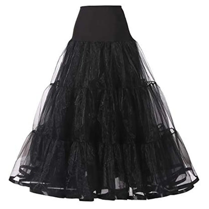 WOWBRIDAL 95CM Long Petticoat Ruffled Crinoline Vintage Wedding Bridal  for  Dresses Underskirt Rockabilly Tutu