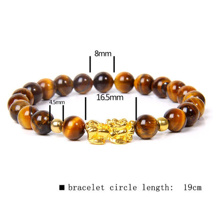 Fengshui Pixiu Bracelet Natural Obsidian Stone Beads Bracelets For Women Men Wealth Good Luck Buddha Unisex Wristband Jewelry