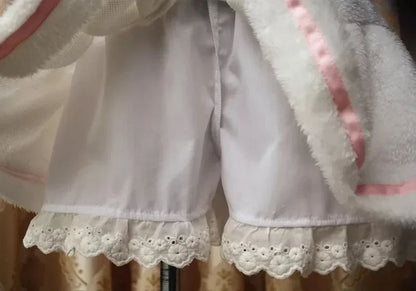 Mini Pleated Pant Lace Skirt Women Sweet Winter Warm Fleece Band Waist White Sweet Cute Lolita Bottoms For Lady Preppy Girls