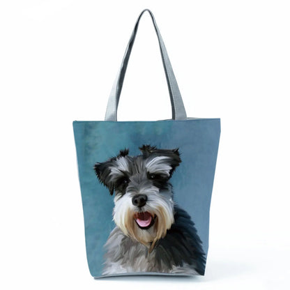 Color Painting Funny Bull Terrier Dog Print Shopping Bags Animal Tote Women School Traveling Shoulder Bag Ladies Casual Handbag