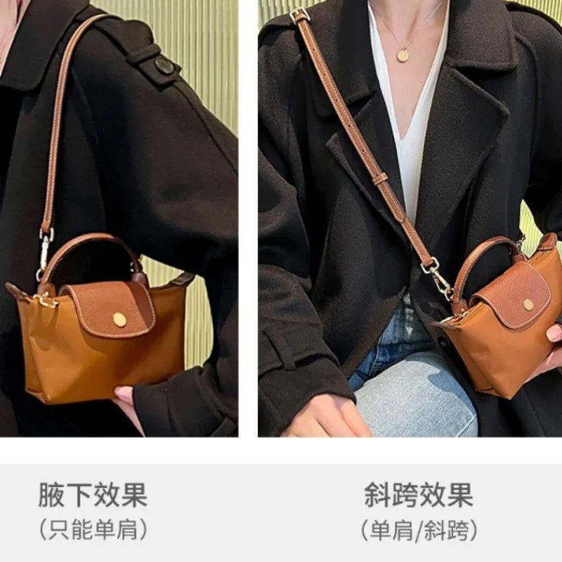 65cm Suitable for Longchamp mini Bag Straps Transformation Accessories Punch-free Genuine Leather Shoulder Strap