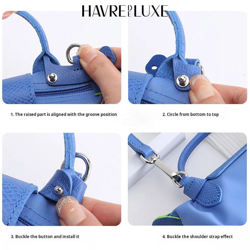 HAVREDELUXE 3PCS/SET Shoulder Strap For Longchamp Mini Bag Without Punching Modified And Adjustable Cross-body Leather Bag Strap