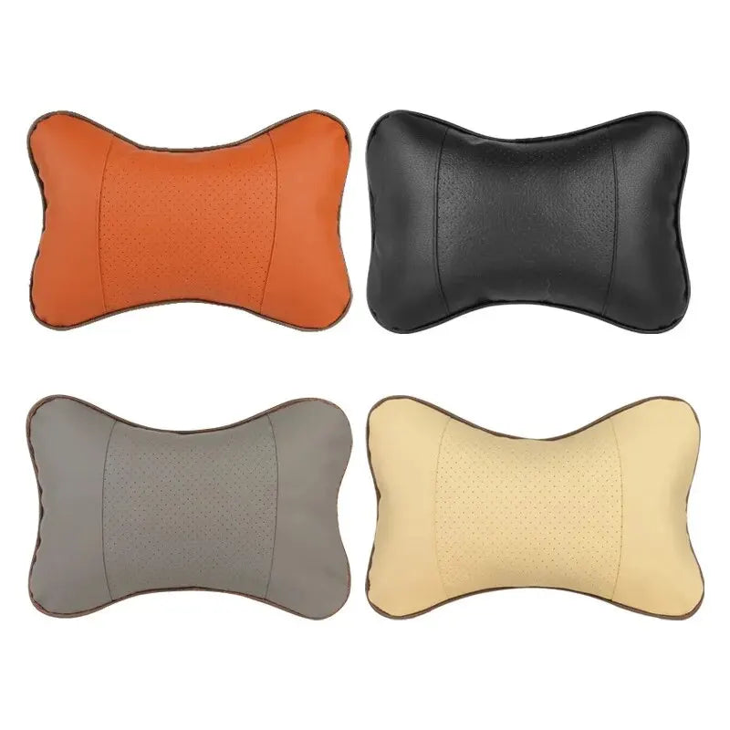 Car Neck Pillows Both Side Pu Leather 1pcs Pack Headrest For Head Pain Relief Filled Fiber Universal Car Pillow