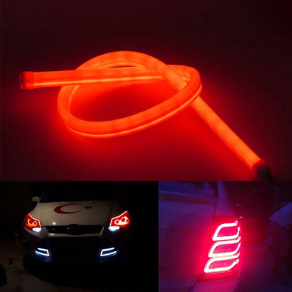 1 PCS Car DRL Styling Headlight LED Strip Light Flexible Daytime Running Fog Lamps 30cm 45cm 60cm 12V Waterproof White Red