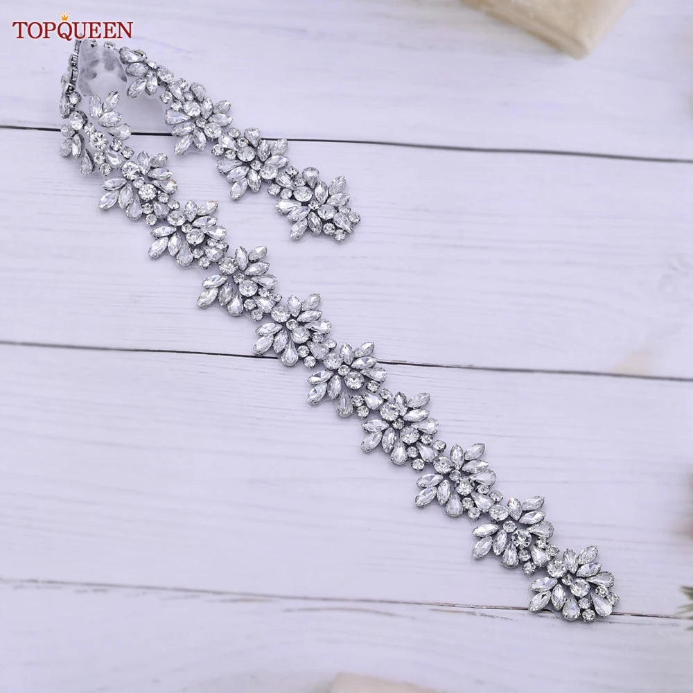 TOPQUEEN S269 Women's Crystal Rhinestone Sashes Bridesmaid Evening Party Belt Wedding Dresses Accessories Waistband Bridal Belts