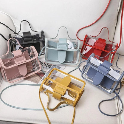 Spring Summer Fashion Women's Transparent Square Sling Bag Cool PVC Shoulder Bag Messenger Bag Mobile Sweet Lady Bag