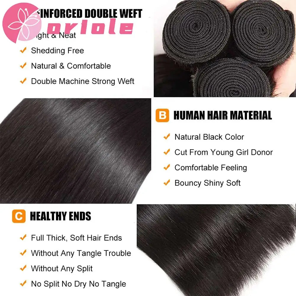 15A Peruvian Straight Hair Bundles Natural Straight Human Hair Bundles  8-30 Inch Remy Human Hair Extensions For Black Women