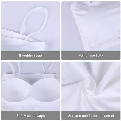 Crop Top Women Summer Sling Tube Top Sexy Bra Seamless Ice Silk Sleeveless Tank Tops with cups Black White Backless Camisole