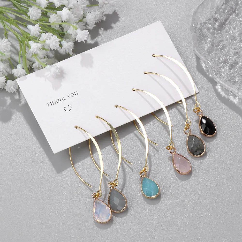 Fashion Teardrop Drop Earrings for Women Crystal Waterdrop Dangle Long Ear Hook Earring Simple Trendy Jewelry Female Temperament