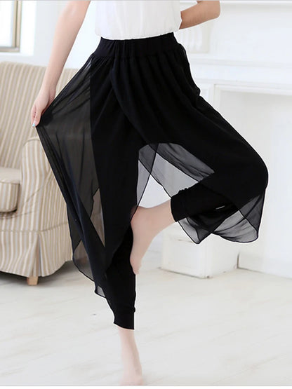 summer 2024 fashion ladies casual loose chiffon harem pants women pants black pantalon femme hot sale sarouel femme