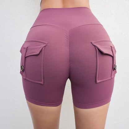 Peach Butt Fitness Shorts Women's Exercise Three-Quarter Pants Cargo Air Dry Pocket Yoga  Tight  Lift Summer