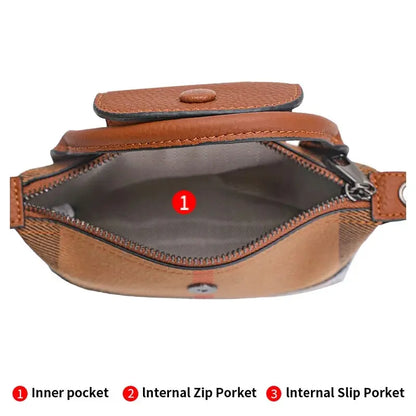 Fashion Genuine Leather Small Bag Tide 2023 New Casual Cowhide Mini Bag Mobile Phone Bag Plaid Crossbody Bag
