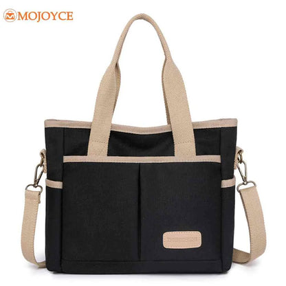 Women Shoulder Bags Multi-Pockets Tote Bag Contrast Color Luxury Designer Handbag Canvas Shopper Bag Versatile Female Bags Bolsa