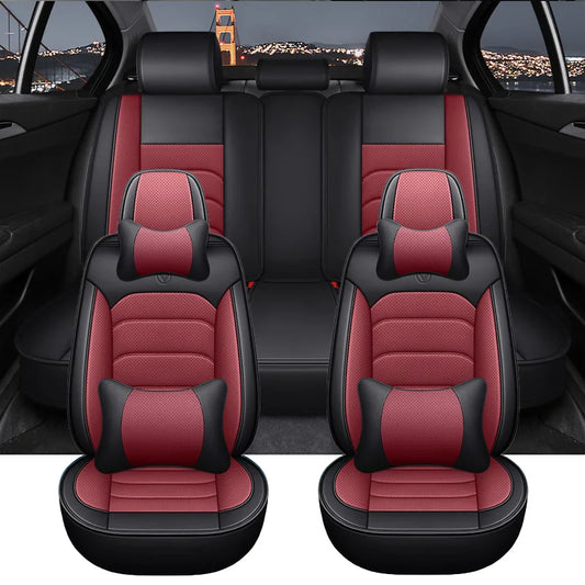 Full Set Universal Leather Car Seat Covers For Renault Captur Fluence Mazda CX5 CX30 Nissan Kicks Navara D40 Audi A4 B6 A6 C6