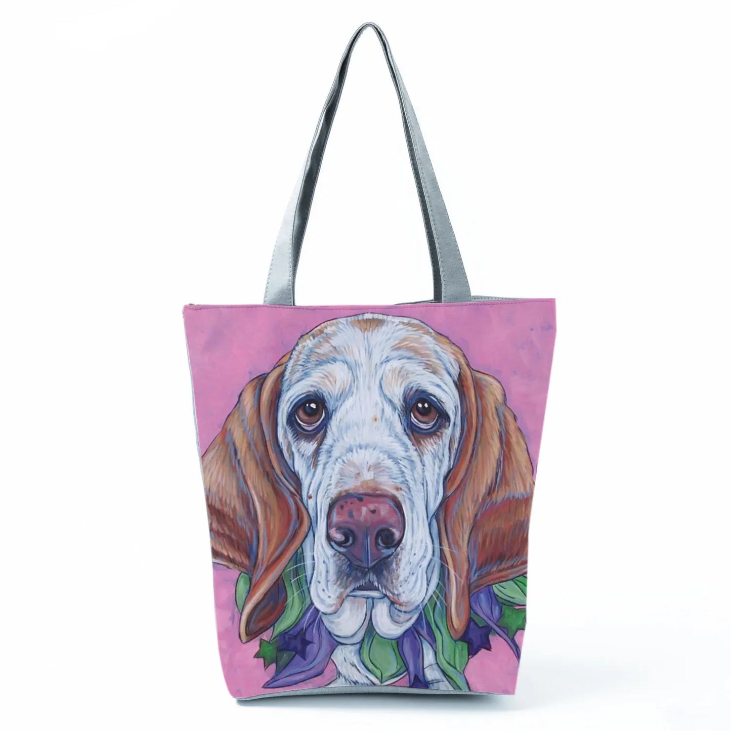Color Painting Funny Bull Terrier Dog Print Shopping Bags Animal Tote Women School Traveling Shoulder Bag Ladies Casual Handbag