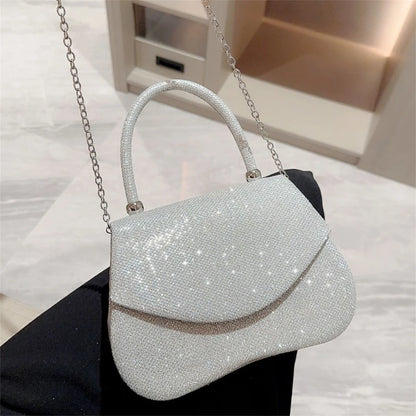 Women Luminous Handbag Elegant Handheld Evening Purse Banquet Clutch for Club Wedding Prom Party Chain Shoulder Crossbody Bag