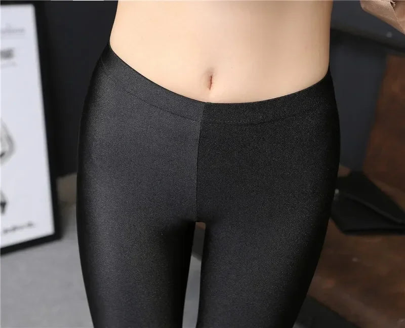 Lady Push Up Slim Leggings Fashion New Style Shine Legging Girl Black Leggings Summer Autumn Fitness Pant