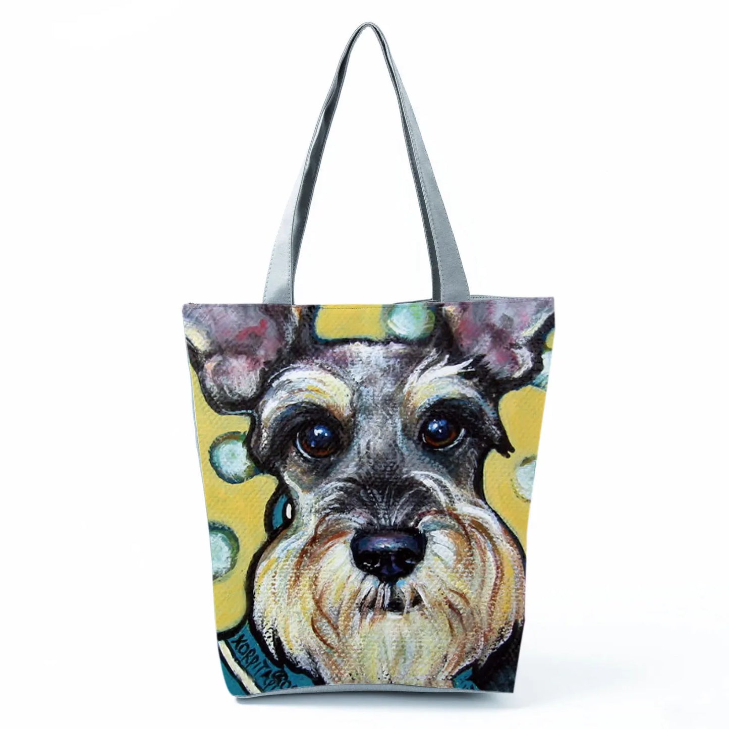 Color Painting Funny Bull Terrier Dog Print Shopping Bags Animal Tote Women School Traveling Shoulder Bag Ladies Casual Handbag