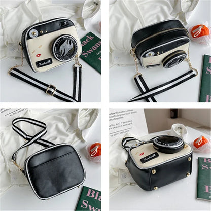 Retro Camera Shaped Women's Shoulder Crossbody Chain Bag For Ladies Fashion Mini PU Leather Messenger Bag Handbag Small Purse