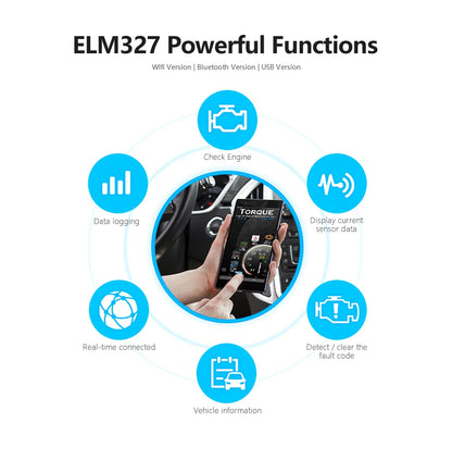 V2.1 Super ELM327 Bluetooth Torque for Android Car Diagnostic cable ELM 327 obd2 code readers scan tools