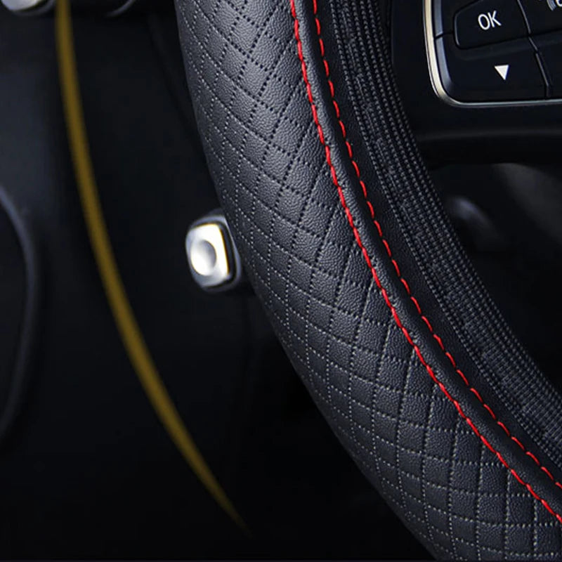 Universal Car Steering Wheel Cover Microfiber Leather Protection Cover Anti Slip Breathable for 37-39cm Steering Wheel Protector