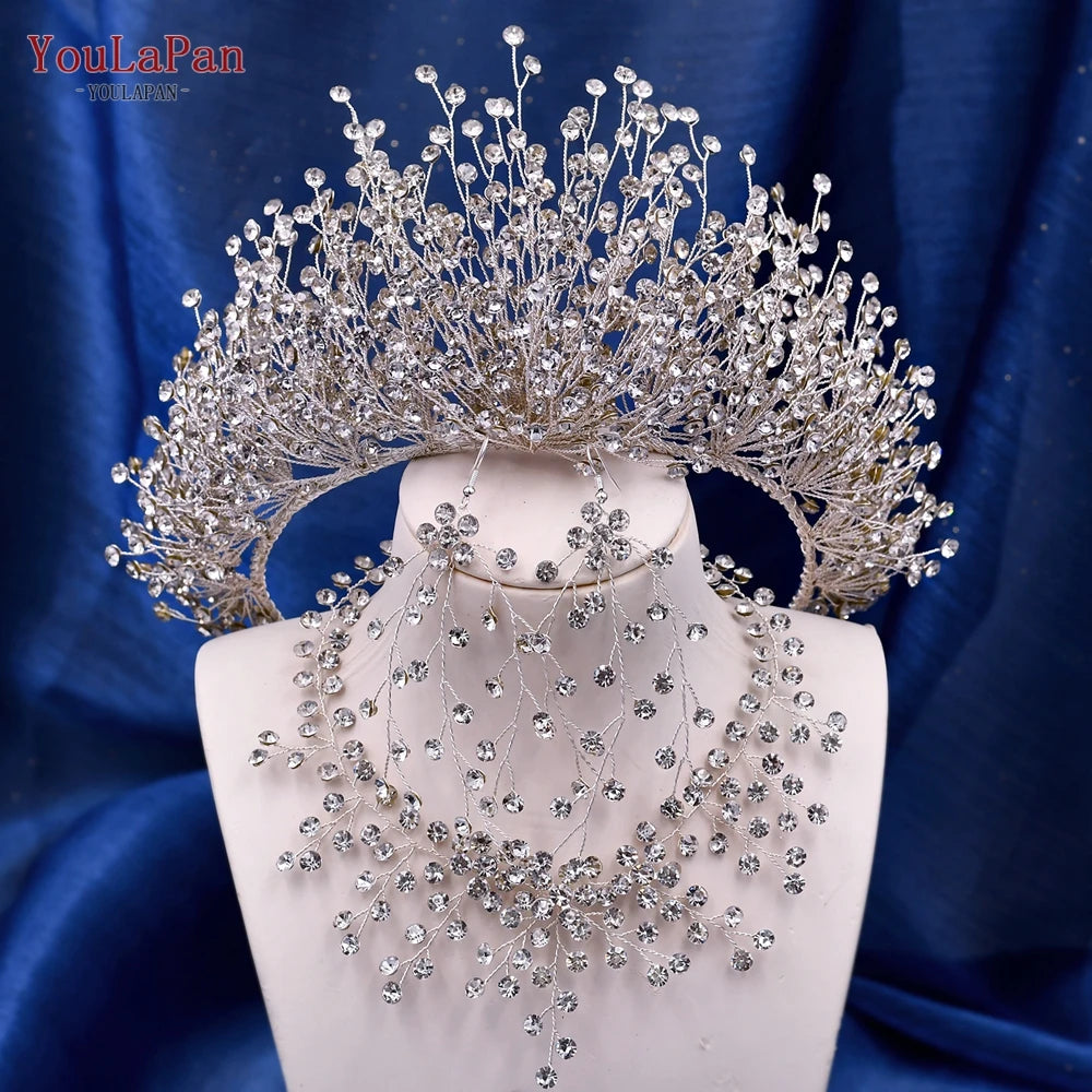 TOPQUEEN Wedding Crown Bride Diadem Hair Accessories Wedding Headwear Bridal Tiaras Pageant Headband Princess Hair Jewel HP193P