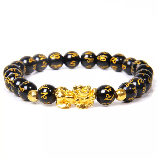 Fengshui Pixiu Bracelet Natural Obsidian Stone Beads Bracelets For Women Men Wealth Good Luck Buddha Unisex Wristband Jewelry