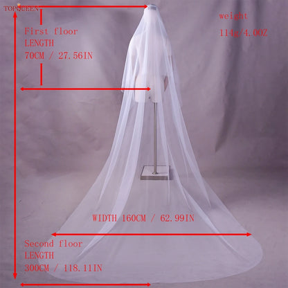 TOPQUEEN V131 2 Tier Minimalist Wedding Veil with Blusher Veil for Bride Bachelorette Party Bride Accessories Bridal Veils