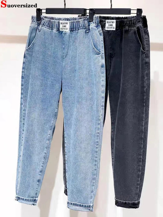 Vintage High Waist Big Size 5xl Harem Jeans Straight Denim Pants Strecth Baggy Vaqueros New Trend Trousers Woman Casual Spodnie