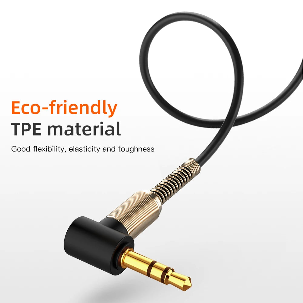 High Quality 3.5mm Jack AUX Audio Male to Female Extension Cable 90 Degree Right Angle Auxiliary Speaker Cable for PC Headphone