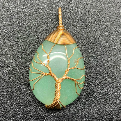 Fashion Natural Stone Pendant For Women DIY Jewelry Gift Handmade The Tree Of Life Water Drop Crystal Charms Statement Jewelry