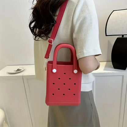 New Mini Rubber Summer Beach Bag Eva Hole Travel Tote Bag Crossbody Bags Fashion Storage Handbag Woman Waterproof Outdoor Sport