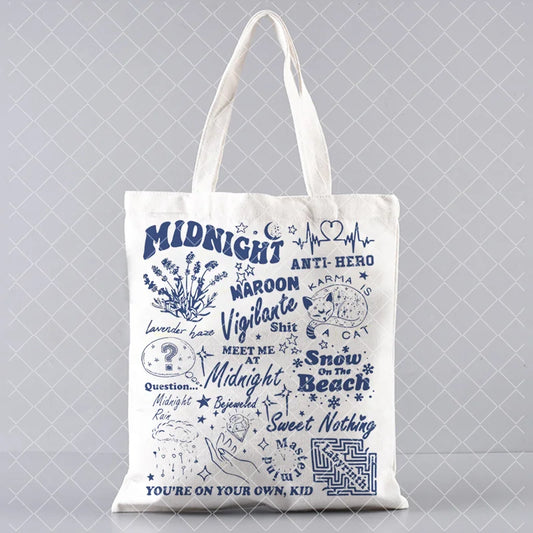 Midnights Tracklist Taylor Music Swift Albums Folklore Inspired Graphic  Aesthetic Handbag Canvas Bag Shopper Bag Gift for Fans