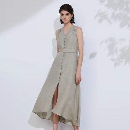 K2324W High Quality Ready to Wear Clothing Elegant Linen Vest Dress Luxury Women's Clothing Summer Clothes for Women