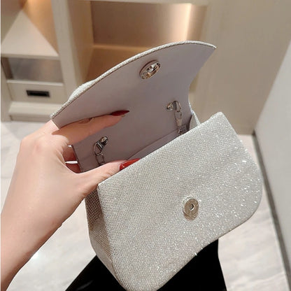 Women Luminous Handbag Elegant Handheld Evening Purse Banquet Clutch for Club Wedding Prom Party Chain Shoulder Crossbody Bag