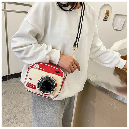 Retro Camera Shaped Women's Shoulder Crossbody Chain Bag For Ladies Fashion Mini PU Leather Messenger Bag Handbag Small Purse