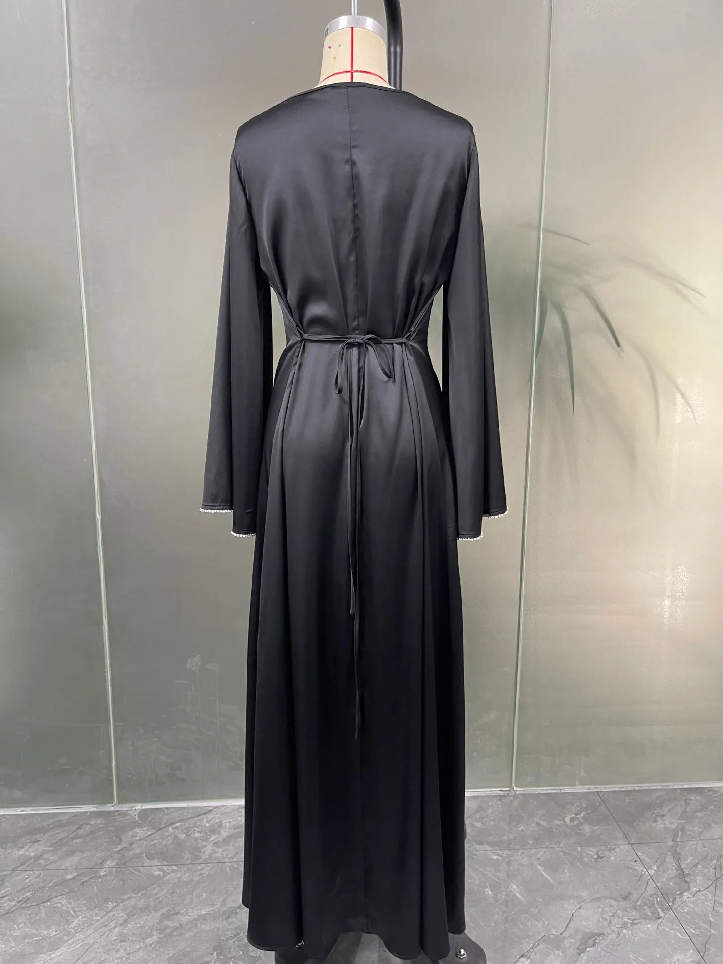 Eid Ramadan Party Dress for Women Muslim Abaya Diamond Flare Sleeve Long Dress Belt Morocco Kaftan Vestidos Dubai Robe Jalabiya