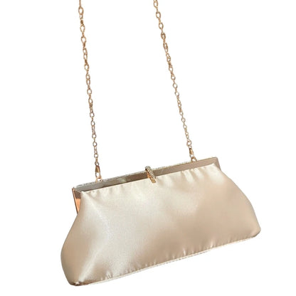 Elegant Vintage Pleated Evening Bag with Detachable Chain Perfect for Weddings Parties and Proms