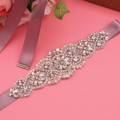 Wedding belt, silver crystal rhinestone, elegant, luxurious, beaded, handmade, bridesmaid