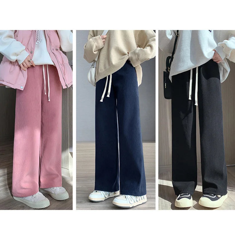 Women Long Pants Spring Autumn Women Elastic Waist Stright Long Wide leg pants 2023 Casual Female Long Pants Trousers